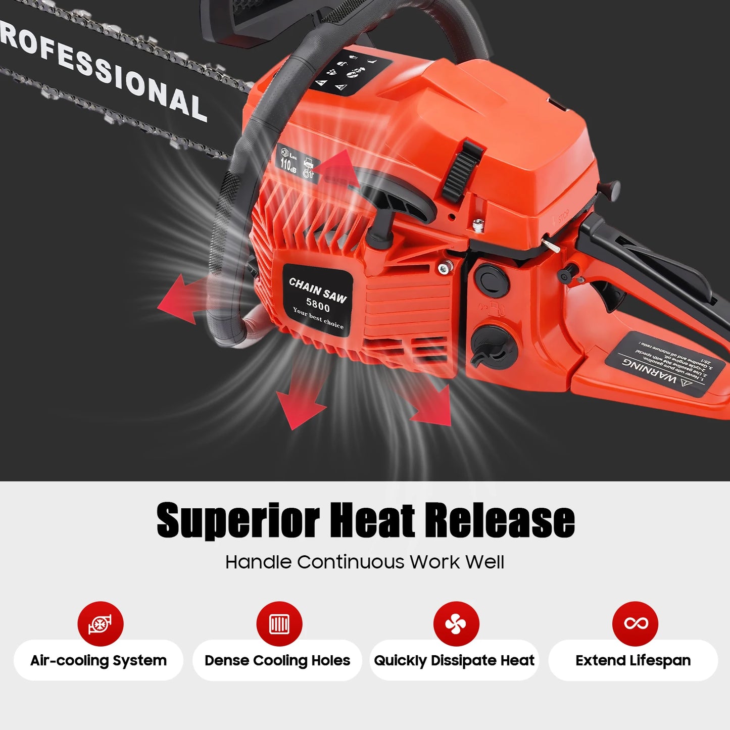 Two Stroke Gas Chainsaw For Wood Cutting And Pruning
