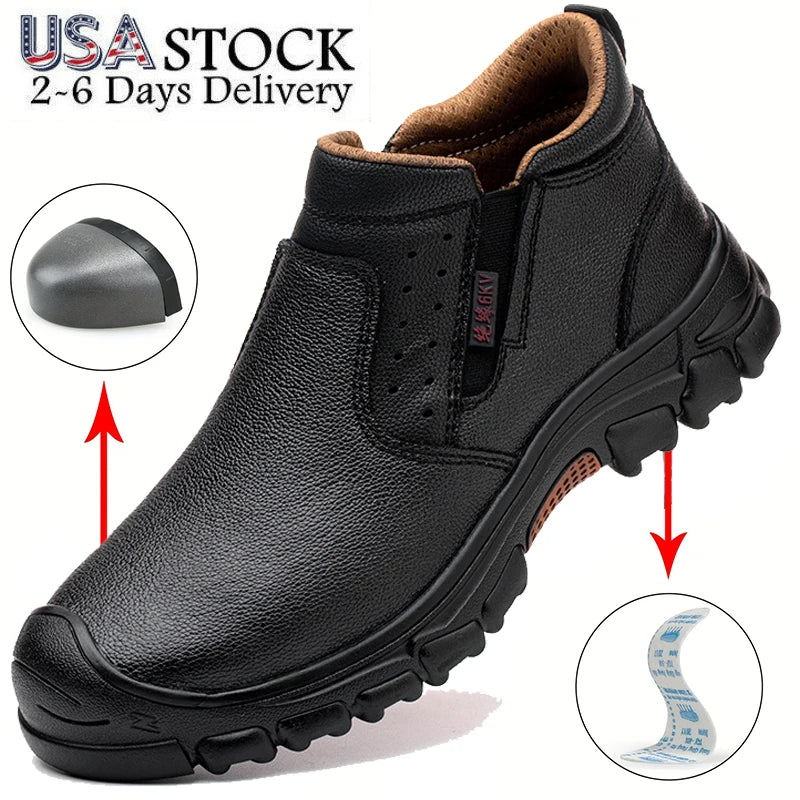 Mens Composite Toe Work Boots With Metatarsal Guard