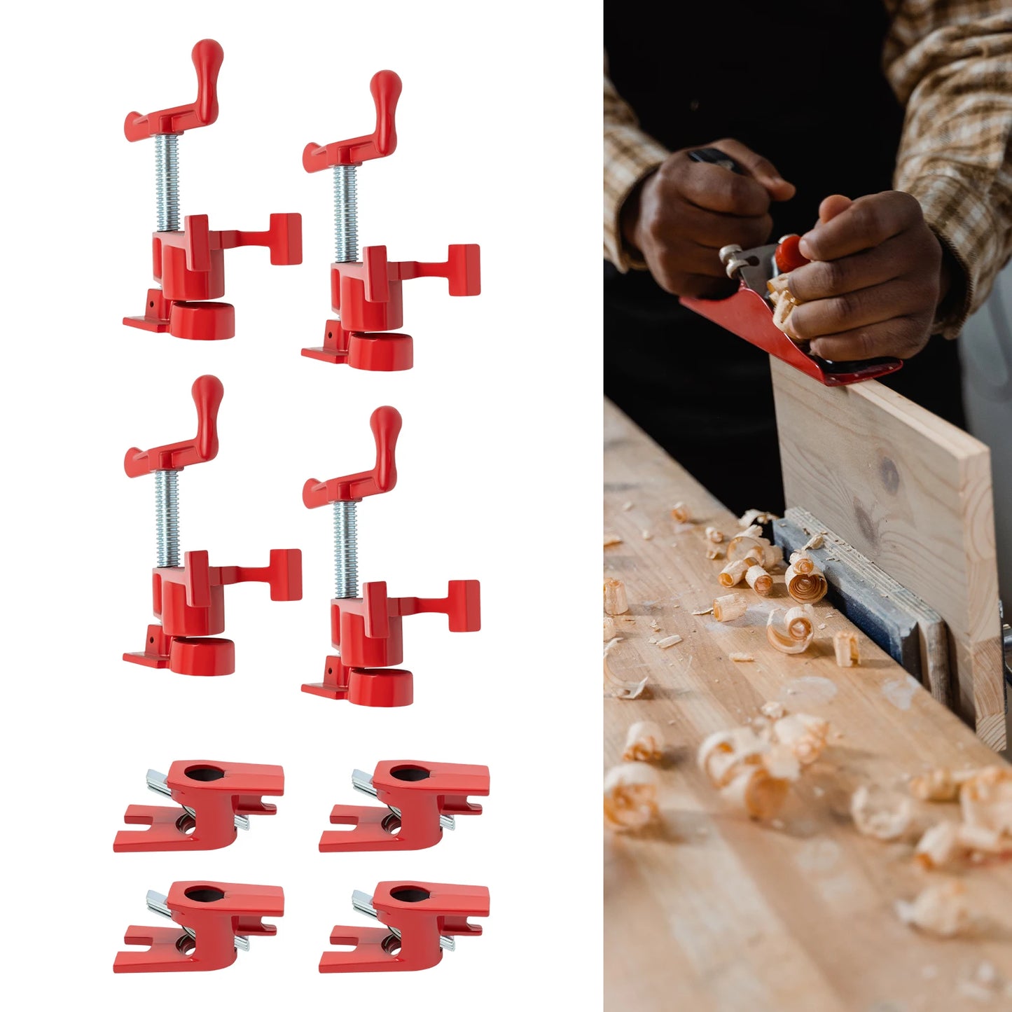 PRO Cast Iron Wood Gluing Pipe Clamp Set 4 Pack