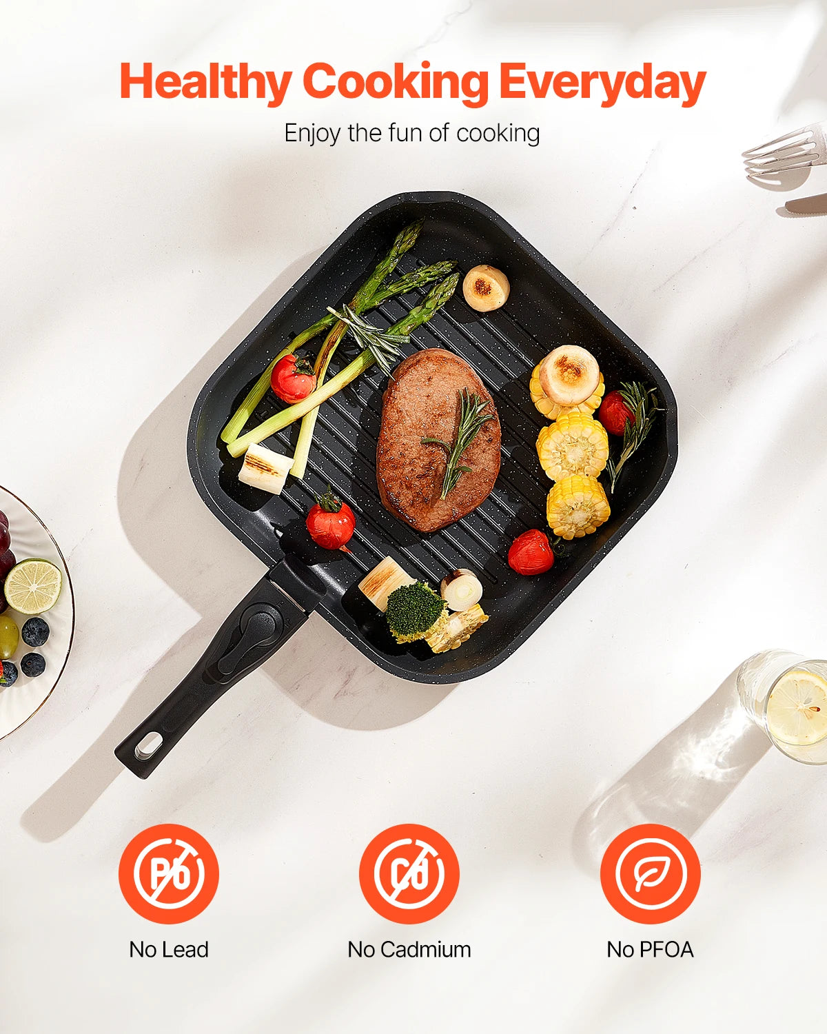Vevor Nonstick Induction Cookware Set With Tempered Glass Lid
