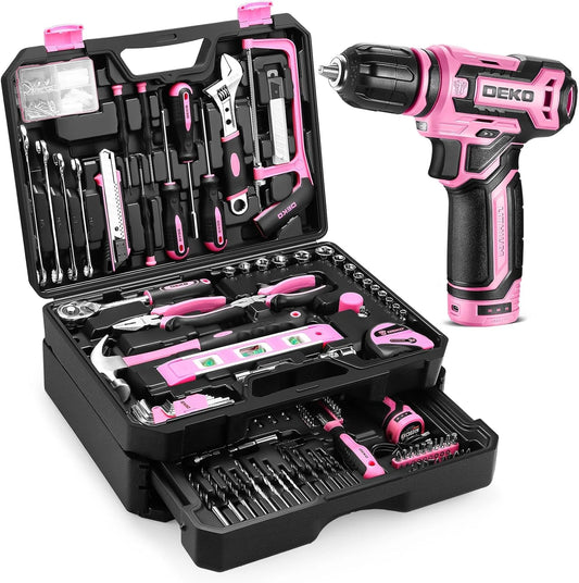 DEKO 12V Cordless Drill Home Mechanic Toolbox With Organizer Case