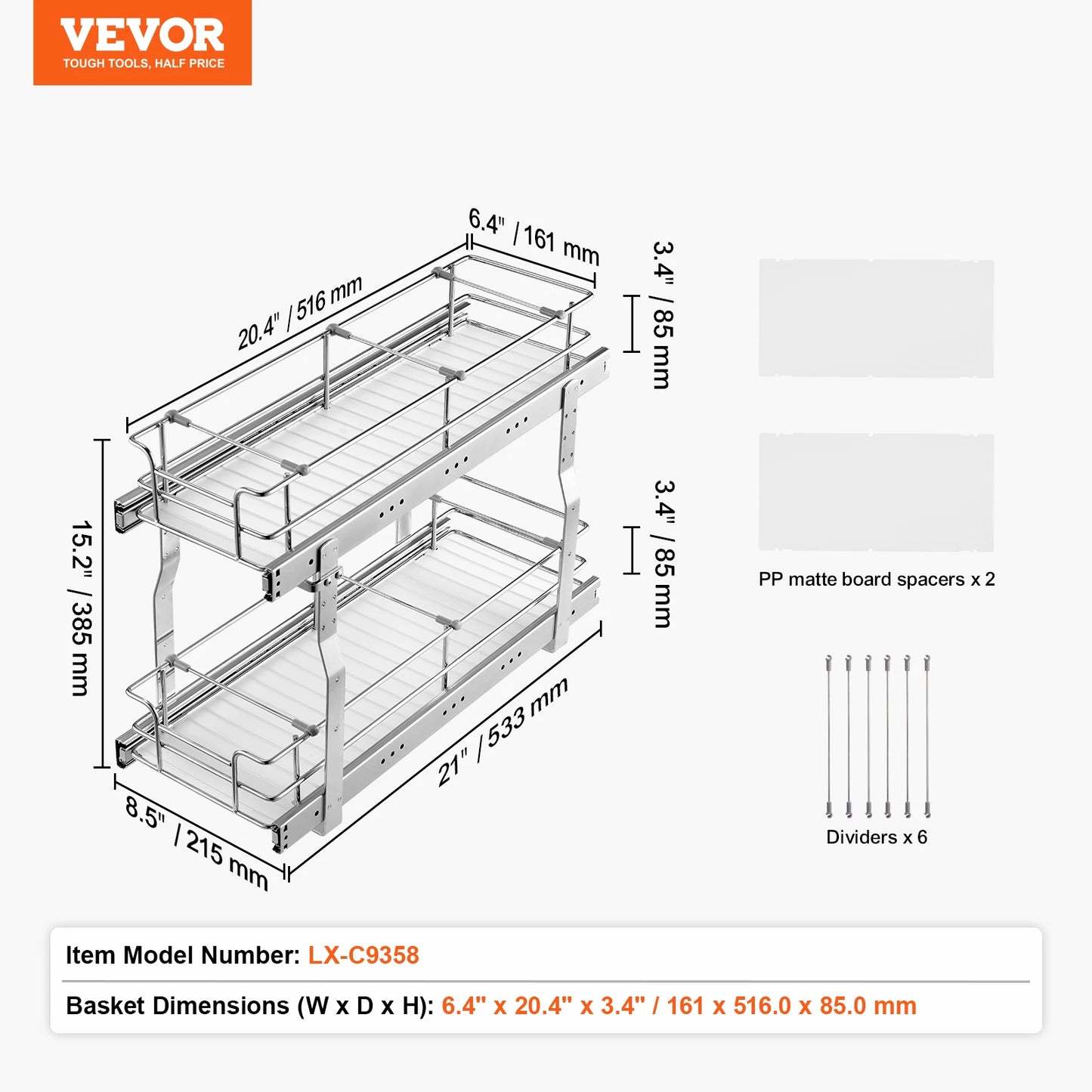 VEVOR Pull Out Cabinet Organizer Heavy Duty Pantry Shelves