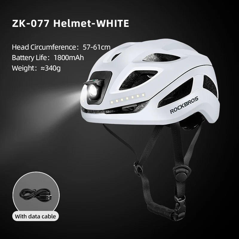 ROCKBROS Cycling Helmet With TypeC USB Front LED Light