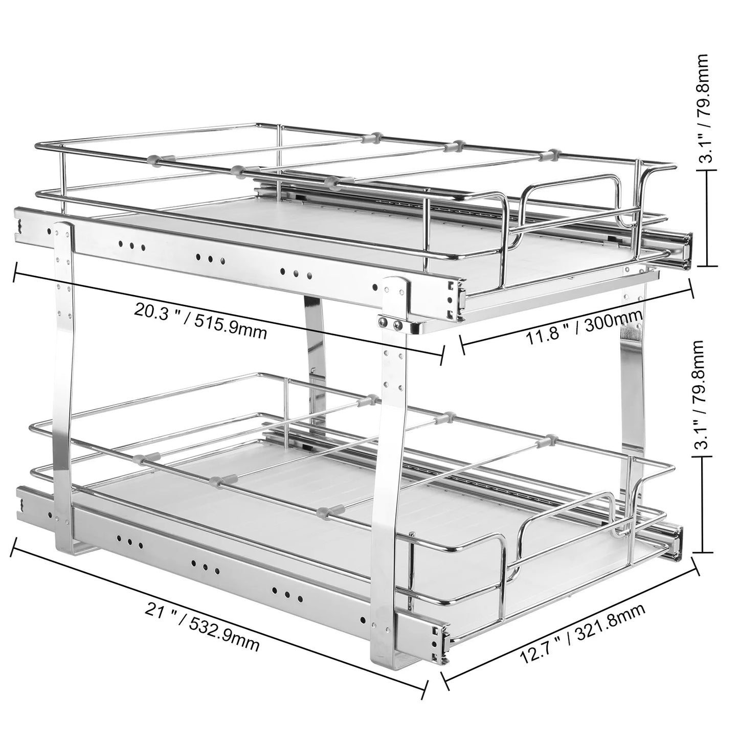 SucceBuy Pull Out Cabinet Organizer Chrome Plated Roll Out Drawers