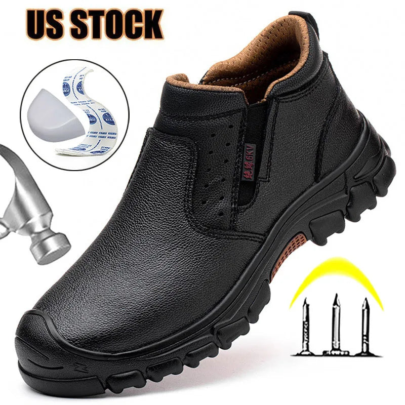 Mens Composite Toe Work Boots With Metatarsal Guard