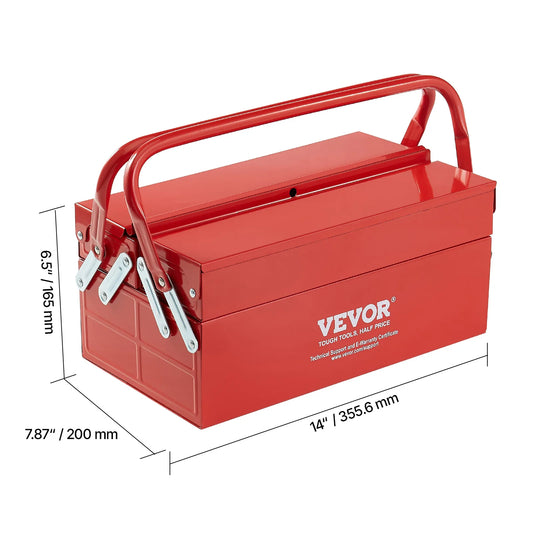 SucceBuy Metal Cantilever Toolbox Two Tier Three Tray With Handle And Lock