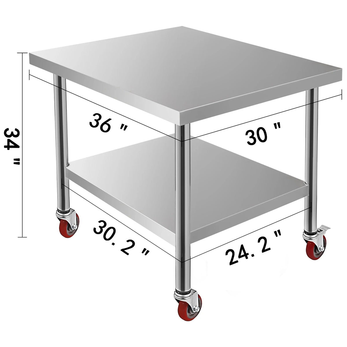 SucceBuy Stainless Steel Kitchen Prep Table With Backsplash And Wheels