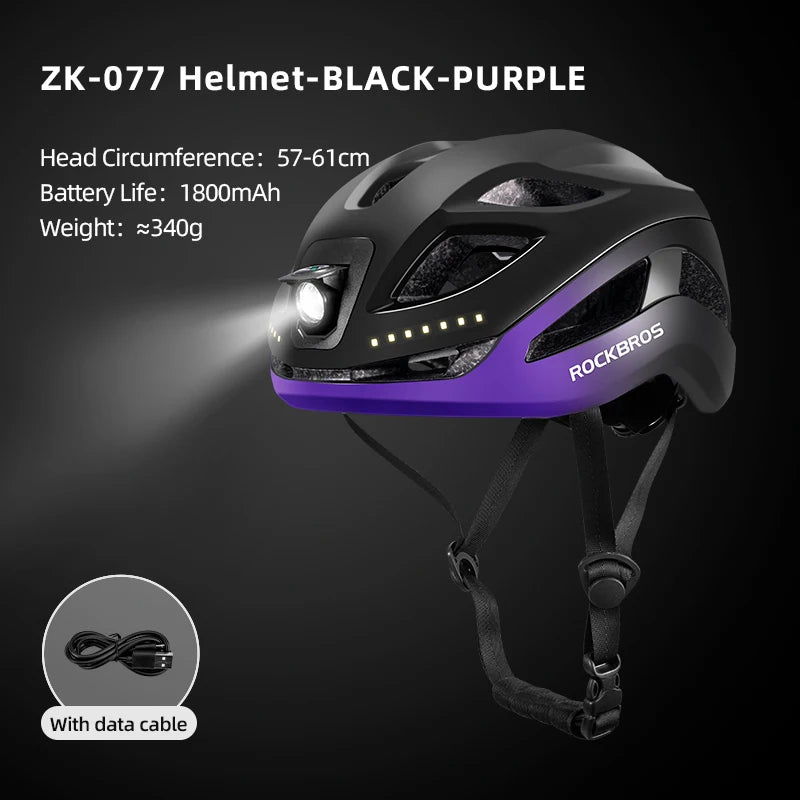 ROCKBROS Cycling Helmet With TypeC USB Front LED Light