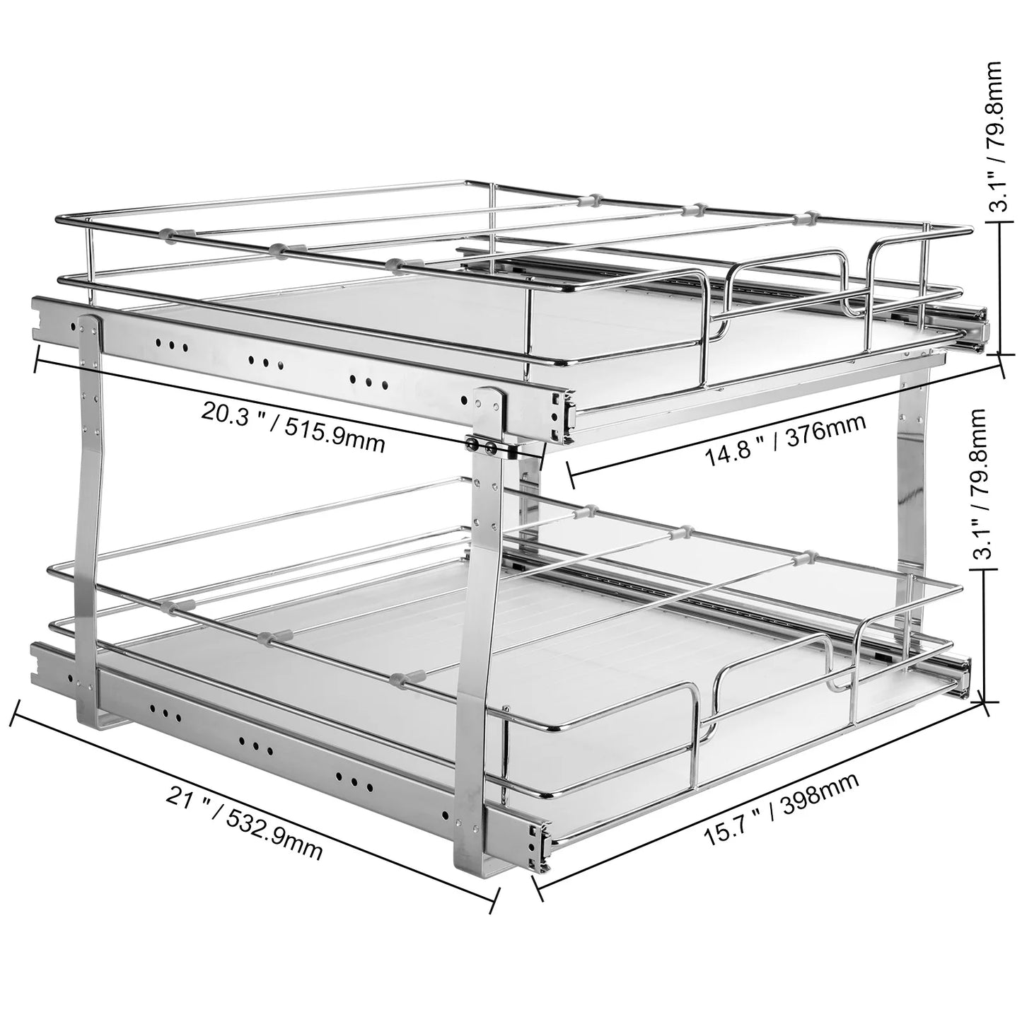 SucceBuy Pull Out Cabinet Organizer Chrome Plated Roll Out Drawers