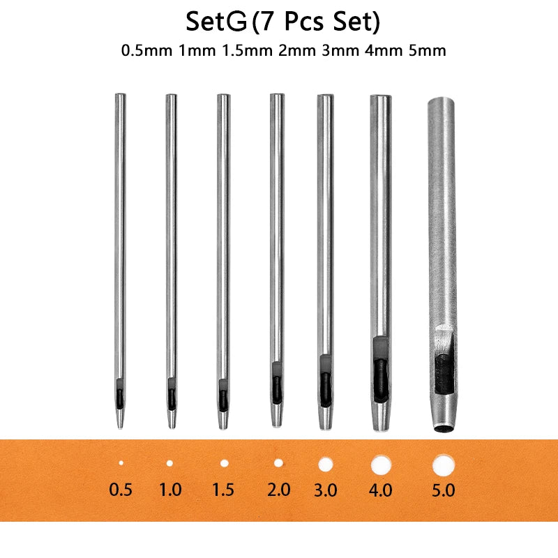 Hollow Punch Set Round Hole Punch Tool For Leather Craft Carbon Steel