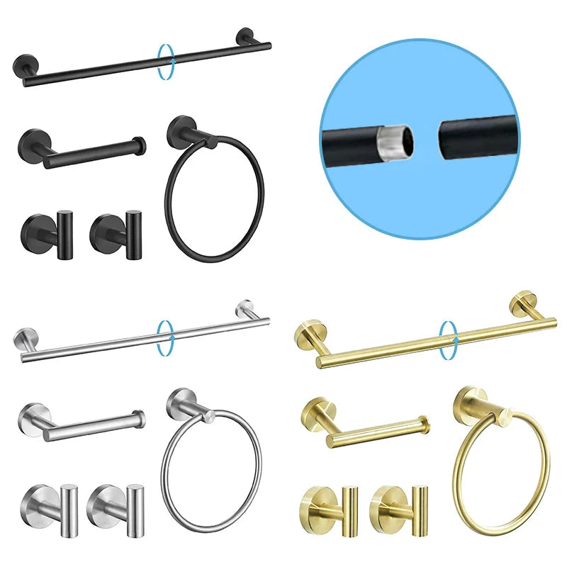Brushed Gold 5-Piece Bathroom Hardware Set Stainless Steel