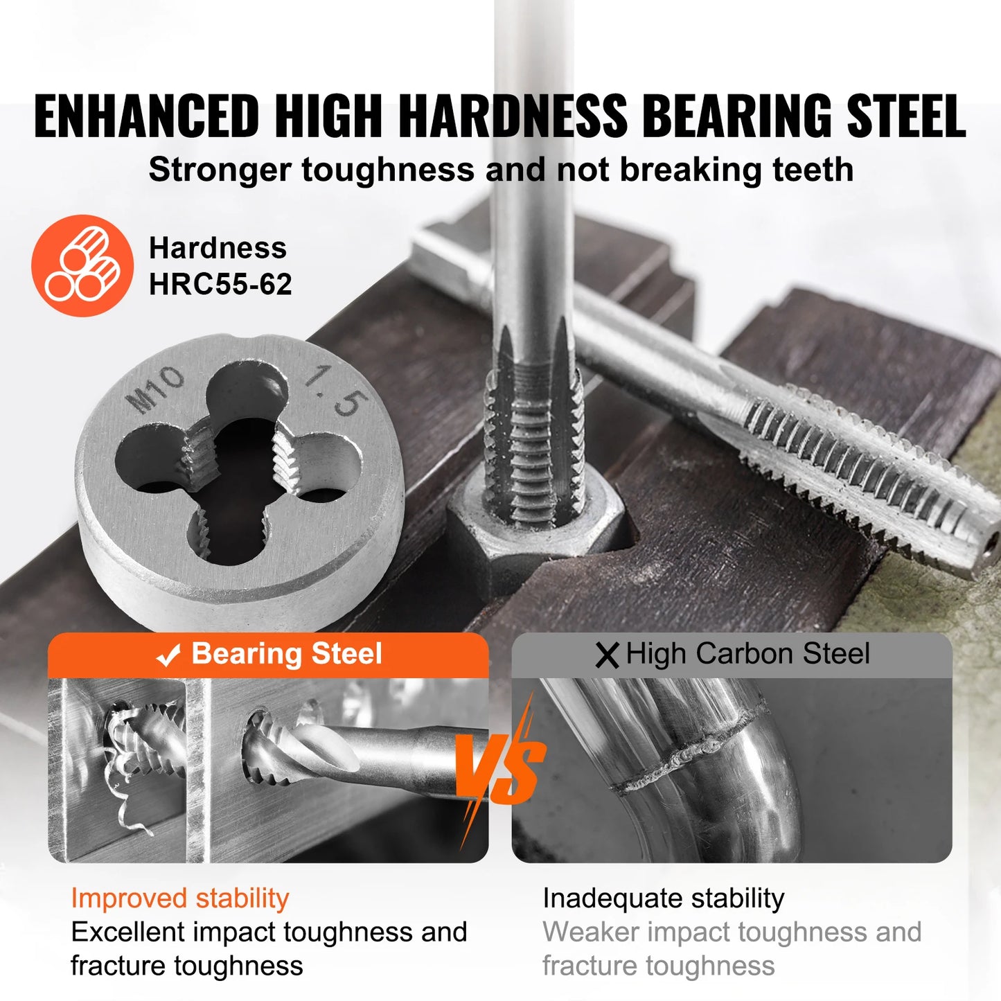 SucceBuy Tap and Die Set Bearing Steel Essential Threading Tool