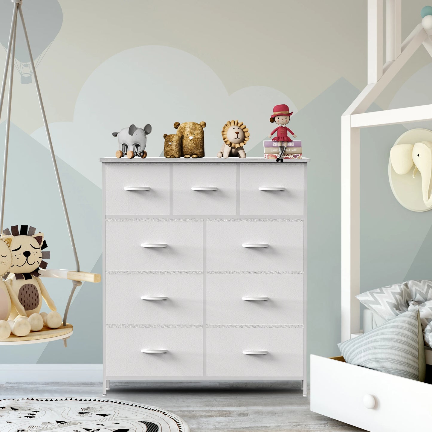 JHK Fabric Storage Dresser With 9 Drawers Wardrobe Organizer