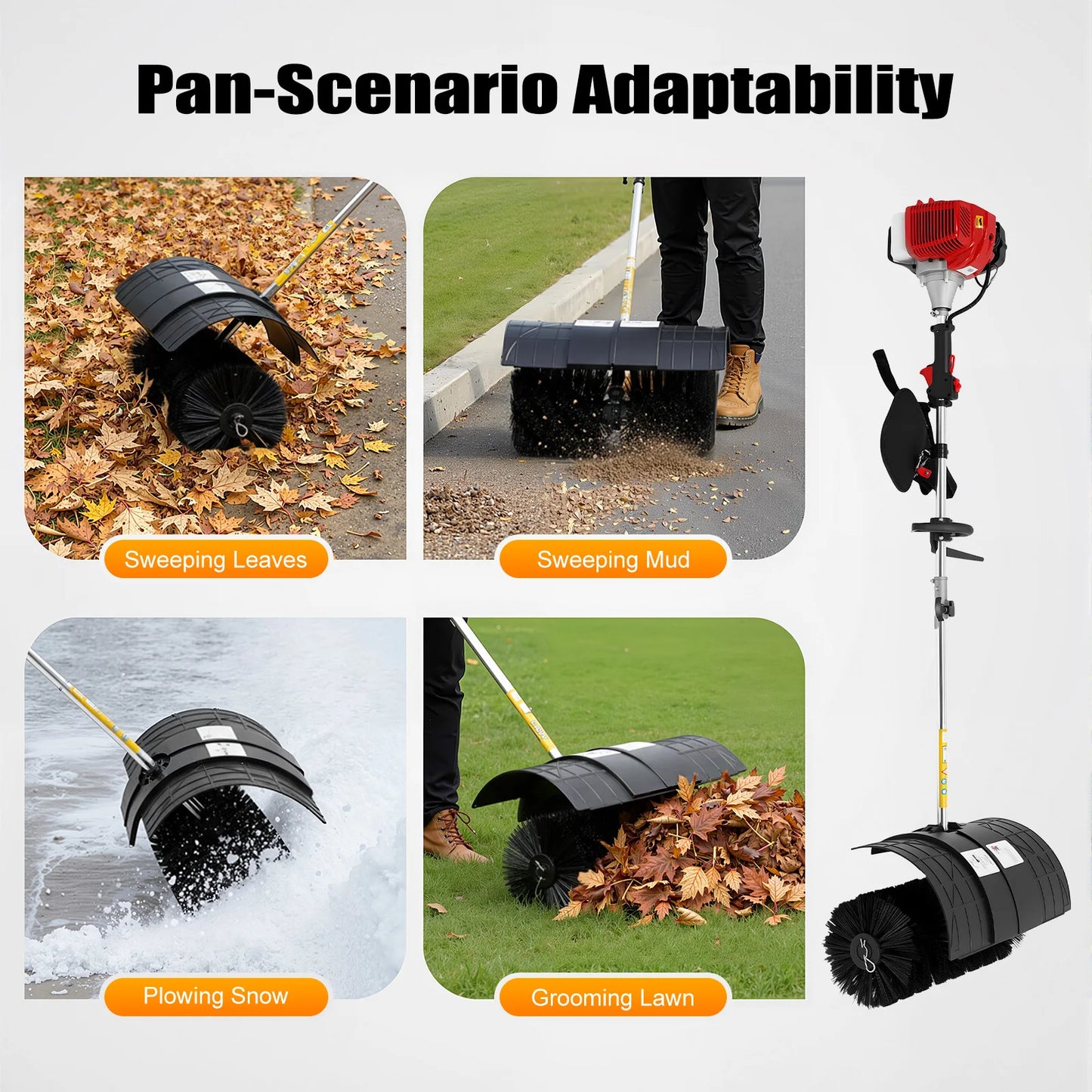Gas Powered Walk Behind Sweeper for Driveways and Lawns