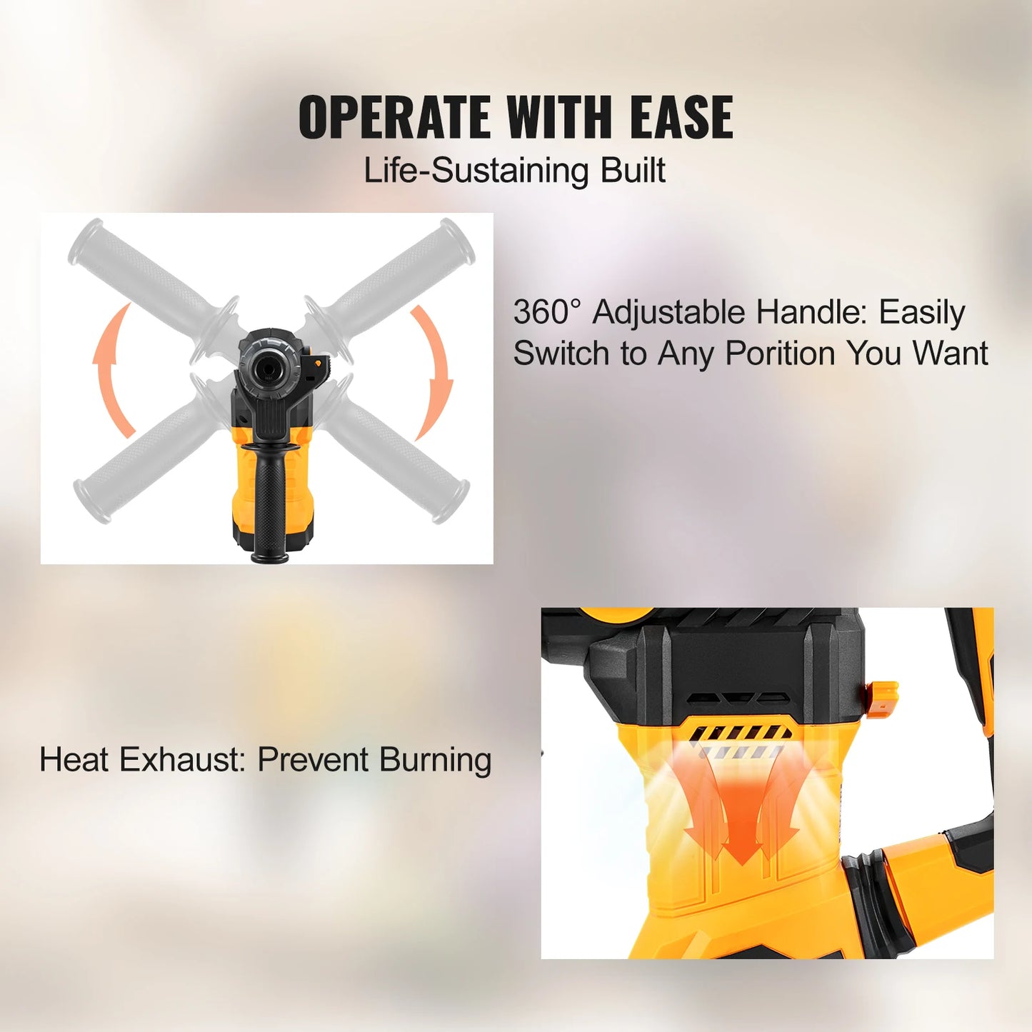 SucceBuy 1500W Corded Rotary Hammer Drill With 4 Modes