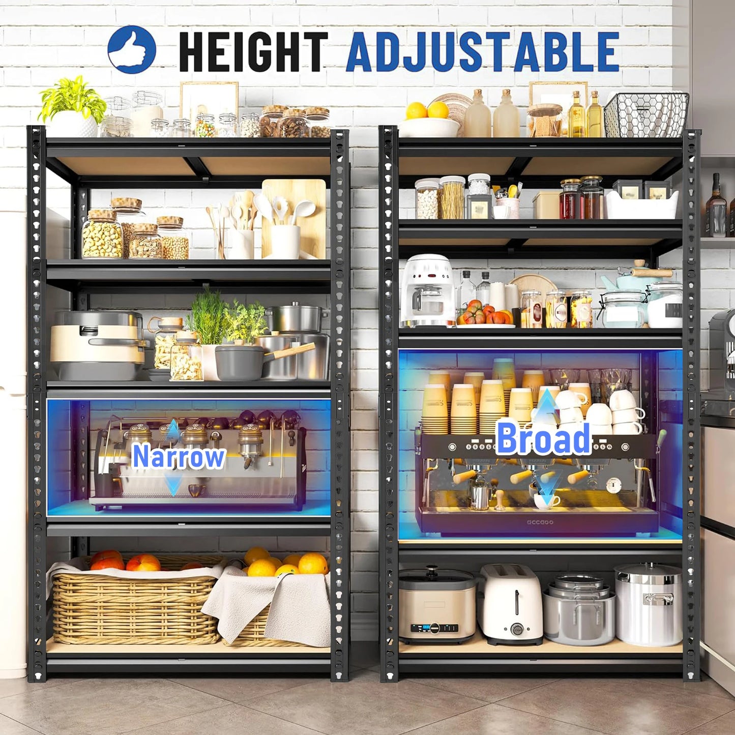 Industrial Metal Storage Shelves With Adjustable Height For Garage