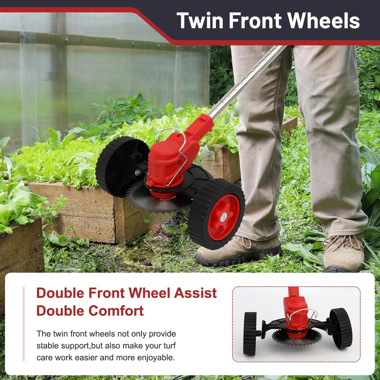 21V Cordless Three In One Grass Trimmer With Wheels Edger