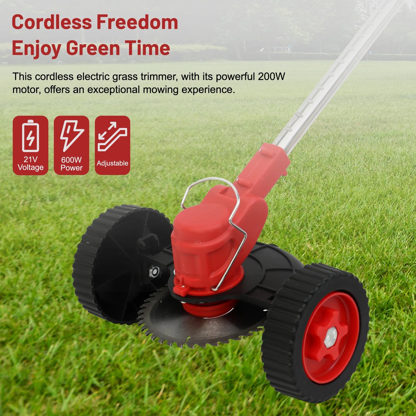 21V Cordless Three In One Grass Trimmer With Wheels Edger