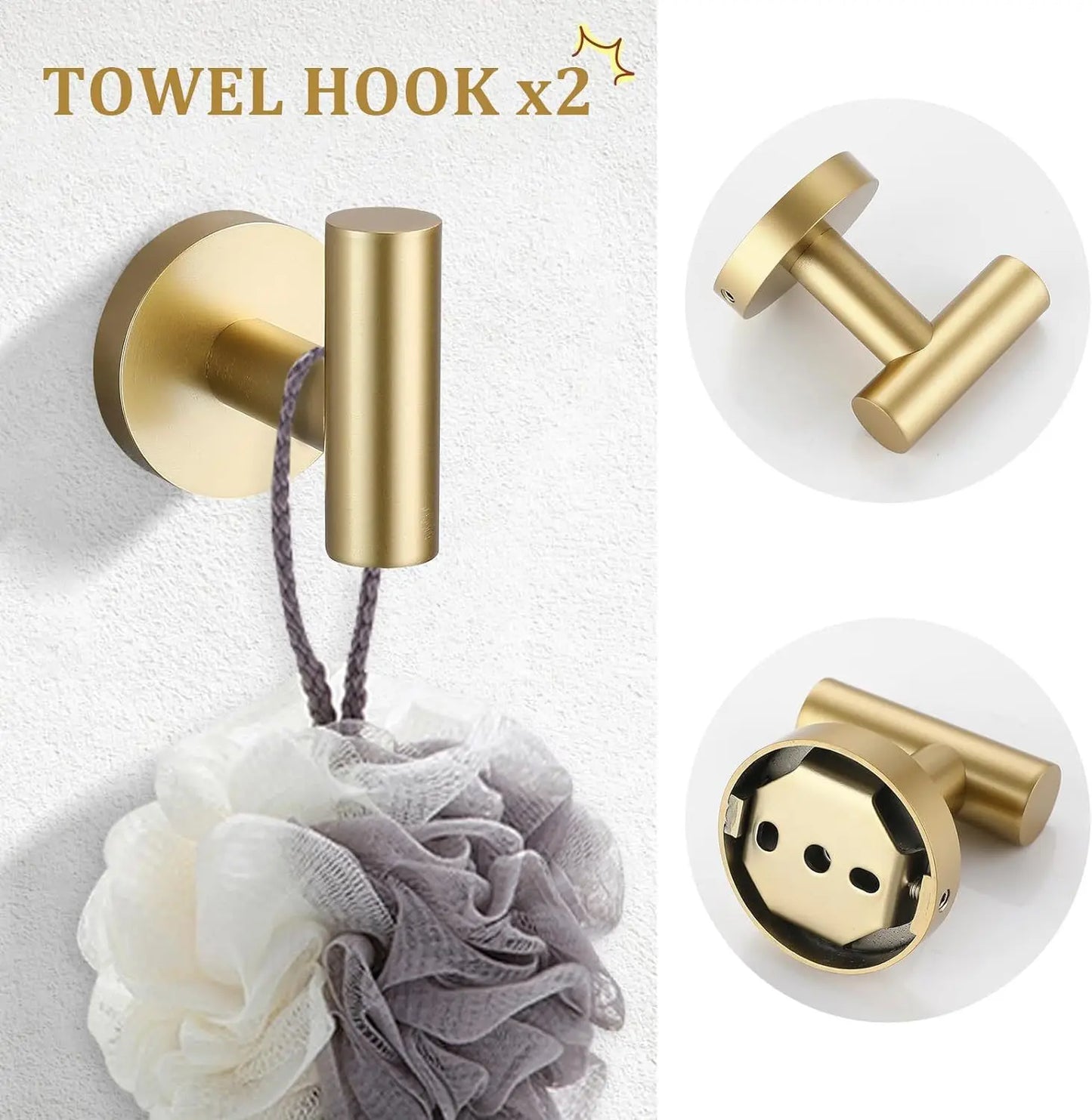 5 Piece Bathroom Accessories Set Stainless Steel Hardware Towel Bar Set