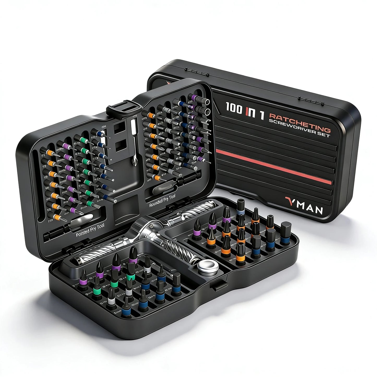 Vman 100in1 Multifunction Ratchet Screwdriver Set With Magnetic Bits