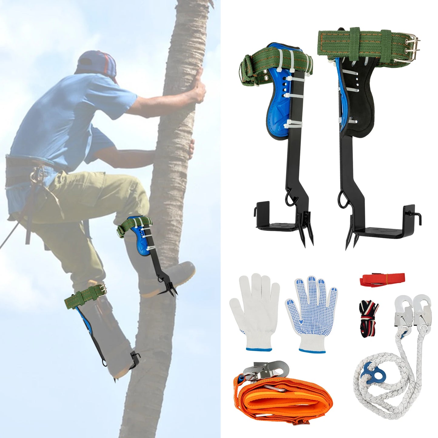Tree Climbing Kit With Safety Belt And Carbon Steel Pedal