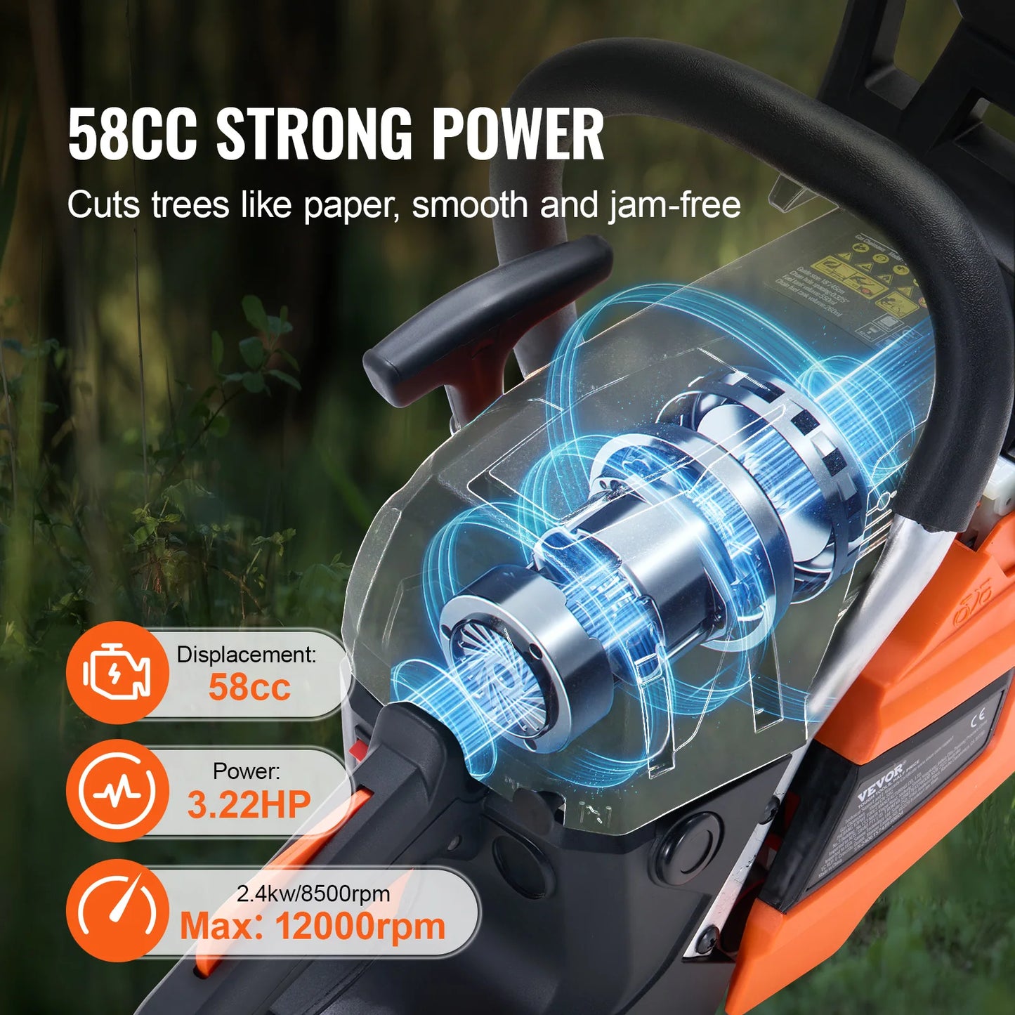 Succebuy Gas Chainsaw For Tree Wood Cutting Heavy Duty
