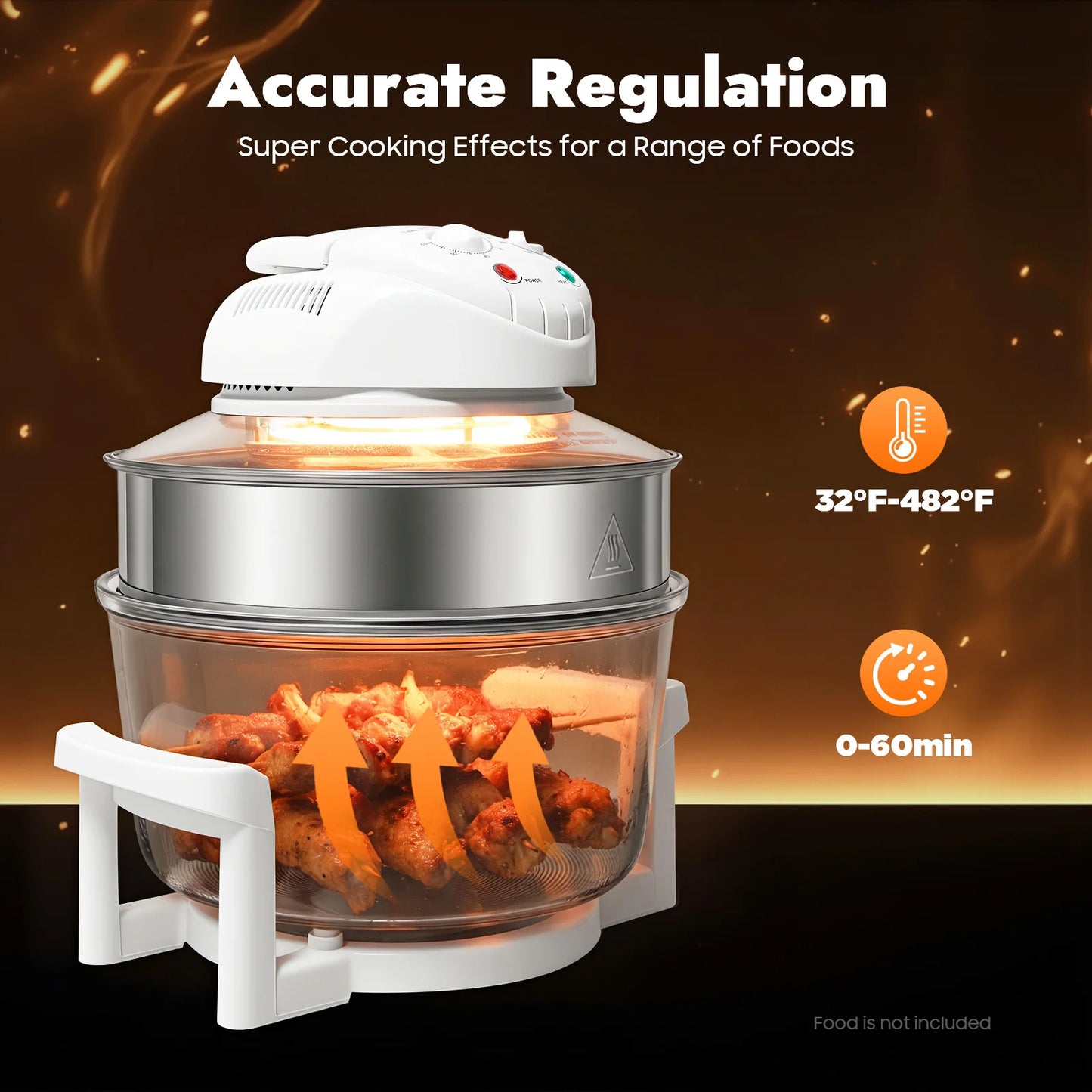 Visual Air Fryer 1200W Hot Air Circulation Oil Free Cooker