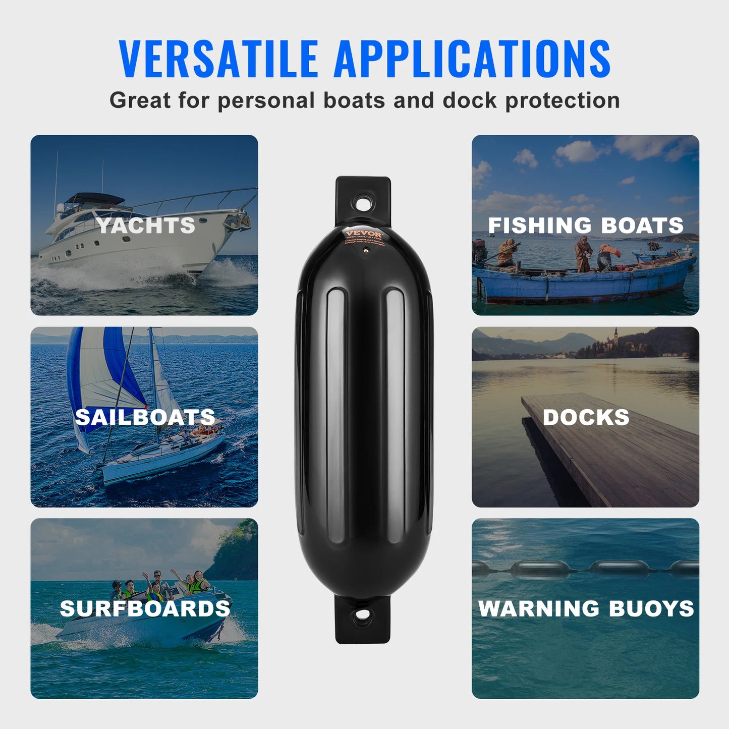 SucceBuy Inflatable Ribbed Dock Fender With Center Holes