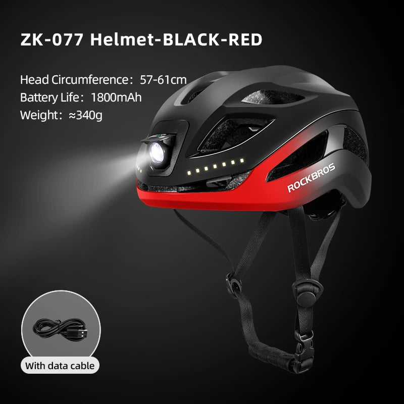 ROCKBROS Cycling Helmet With TypeC USB Front LED Light
