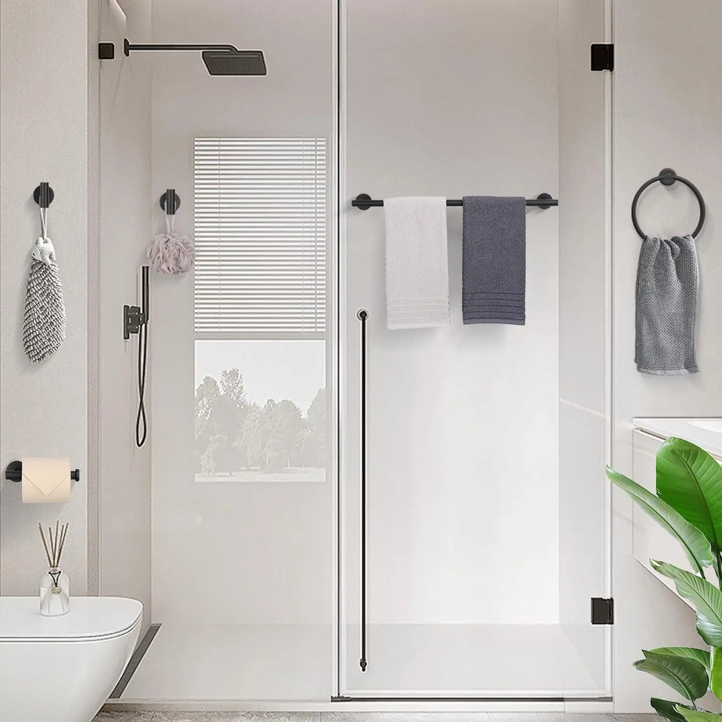 5 Piece Bathroom Accessories Set Stainless Steel Hardware Towel Bar Set