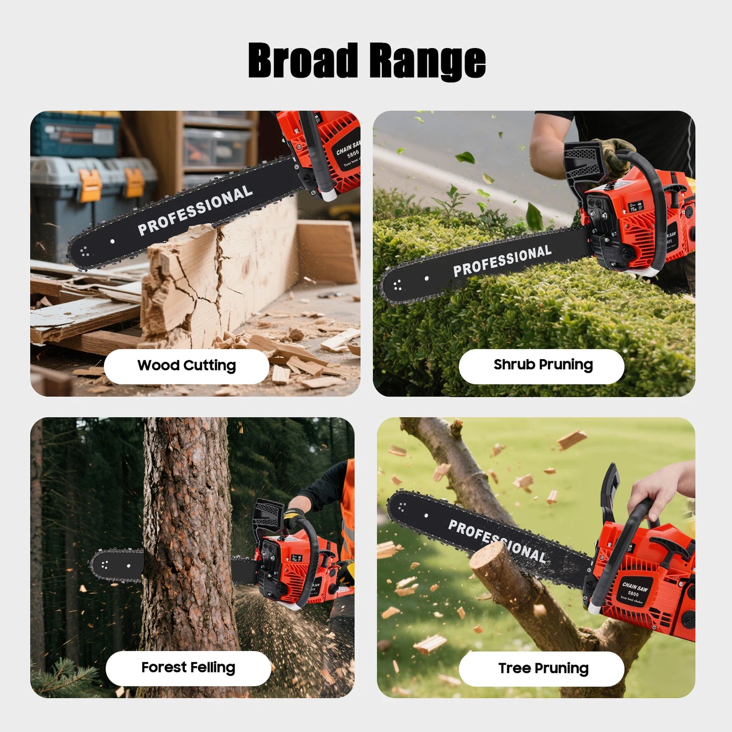 Two Stroke Gas Chainsaw For Wood Cutting And Pruning