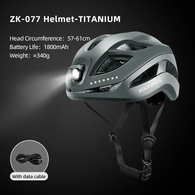 ROCKBROS Cycling Helmet With TypeC USB Front LED Light
