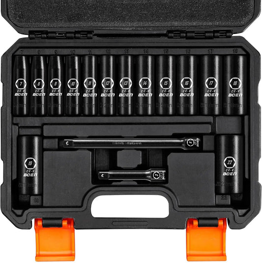 Boen Metric Socket Set 16-Piece Cr-V Steel With Case